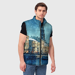 Мужской жилет Снегопад в Санкт-Петербурге, цвет: 3D-черный — фото 2