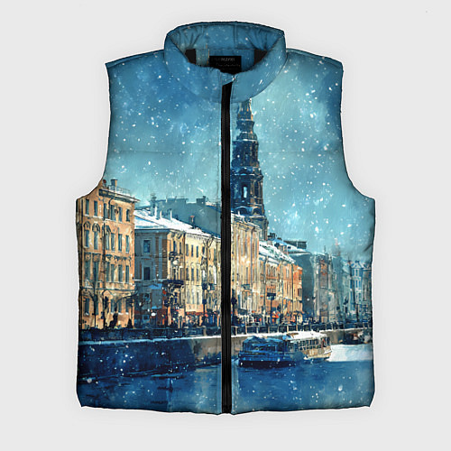 Мужской жилет Снегопад в Санкт-Петербурге / 3D-Черный – фото 1