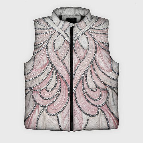 Мужской жилет Нежно розовый орнамент из перьев / 3D-Черный – фото 1