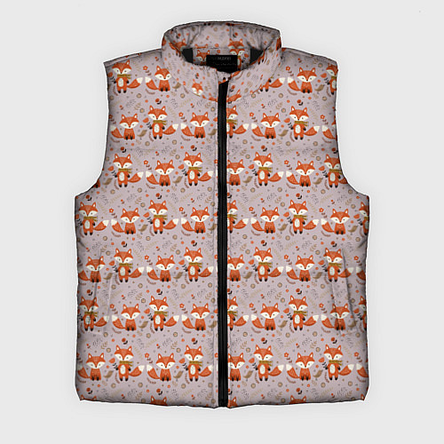 Мужской жилет Лиса с цветами и листьями паттерн / 3D-Черный – фото 1