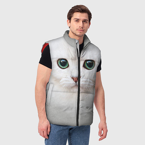 Мужской жилет Белый котик / 3D-Красный – фото 3