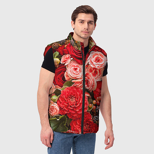 Мужской жилет Ассорти из цветов / 3D-Красный – фото 3
