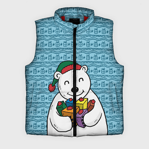 Мужской жилет Новогодний мишка / 3D-Красный – фото 1