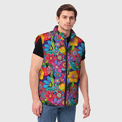 Мужской жилет Яркие цветы, цвет: 3D-красный — фото 2