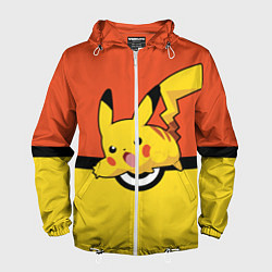 Ветровка с капюшоном мужская Pikachu, цвет: 3D-белый