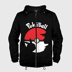 Ветровка с капюшоном мужская Pokeball, цвет: 3D-черный