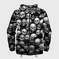 Ветровка с капюшоном мужская Черепа на черном, цвет: 3D-черный