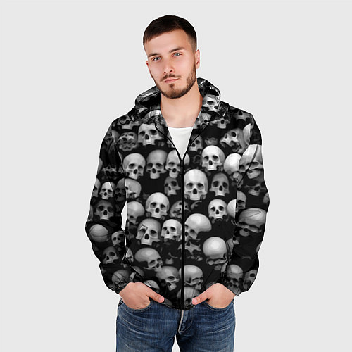 Мужская ветровка Черепа на черном / 3D-Черный – фото 3
