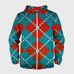 Ветровка с капюшоном мужская Knitting pattern, цвет: 3D-белый