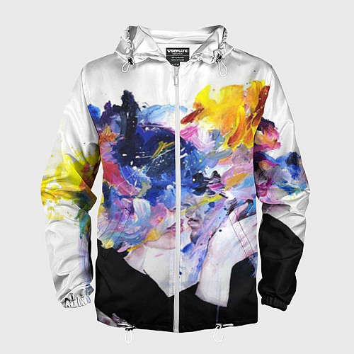 Мужская ветровка Поцелуй красок / 3D-Белый – фото 1