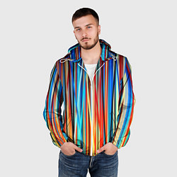 Ветровка с капюшоном мужская Colored stripes, цвет: 3D-белый — фото 2