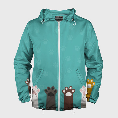 Мужская ветровка Лапки котеек / 3D-Белый – фото 1