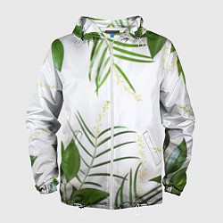 Ветровка с капюшоном мужская Растительность, цвет: 3D-белый