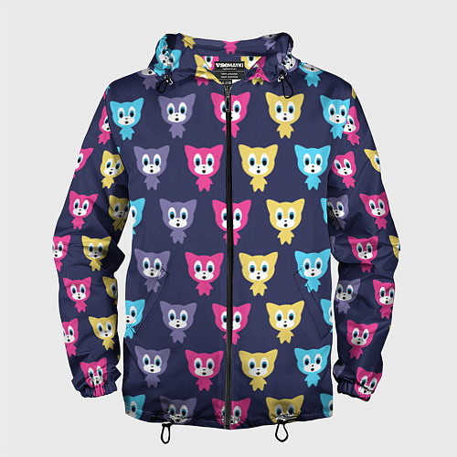 Мужская ветровка Разноцветные котята / 3D-Черный – фото 1