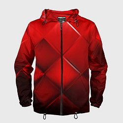 Ветровка с капюшоном мужская Red squares, цвет: 3D-черный