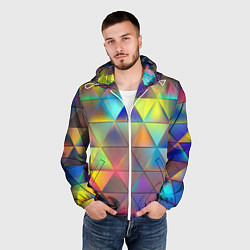 Ветровка с капюшоном мужская Разноцветные треугольники, цвет: 3D-белый — фото 2