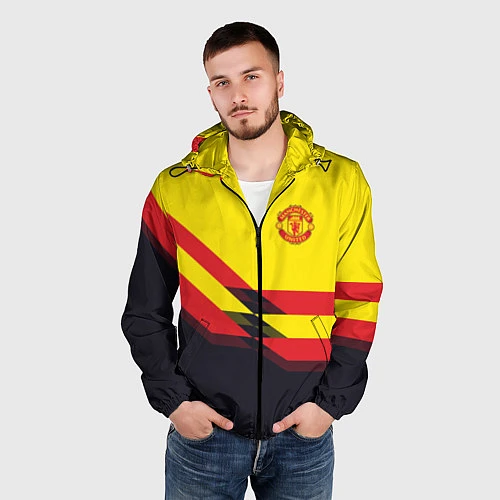 Мужская ветровка Man United FC: Yellow style / 3D-Черный – фото 3