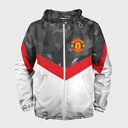 Ветровка с капюшоном мужская Man United FC: Grey Polygons, цвет: 3D-белый