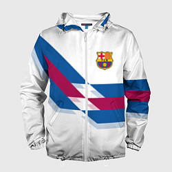 Ветровка с капюшоном мужская FC Barcelona, цвет: 3D-белый