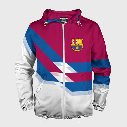 Мужская ветровка Barcelona FC: White style / 3D-Белый – фото 1