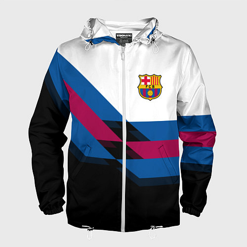 Мужская ветровка Barcelona FC: Black style / 3D-Белый – фото 1