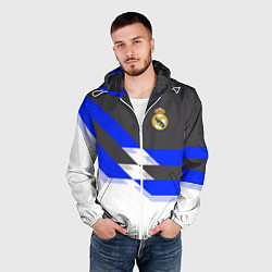 Ветровка с капюшоном мужская Real Madrid FC: White style, цвет: 3D-белый — фото 2