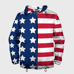 Ветровка с капюшоном мужская USA Flag, цвет: 3D-черный