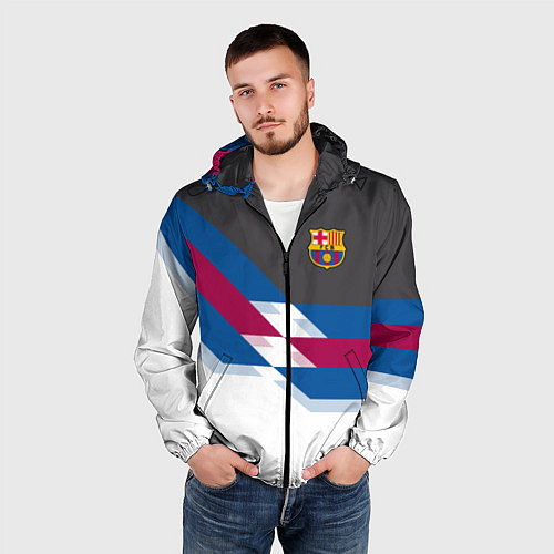 Мужская ветровка Barcelona FC: White style / 3D-Черный – фото 3