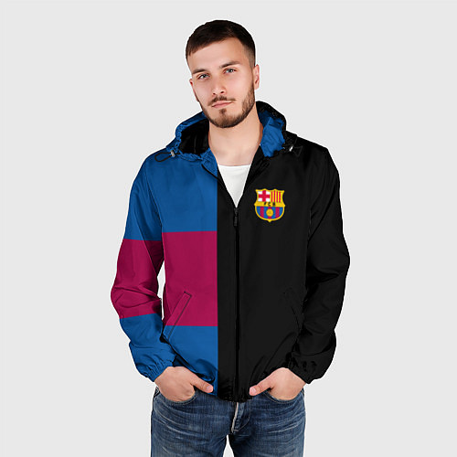 Мужская ветровка Barcelona FC: Black style / 3D-Черный – фото 3