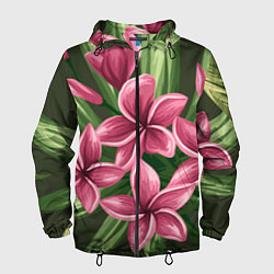 Ветровка с капюшоном мужская Райский сад, цвет: 3D-черный