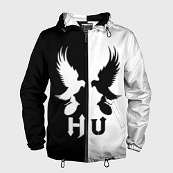 Ветровка с капюшоном мужская HU: Black & White, цвет: 3D-черный