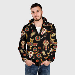 Ветровка с капюшоном мужская Индейские культовые символы, цвет: 3D-черный — фото 2