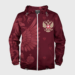 Ветровка с капюшоном мужская Герб России - золотой, цвет: 3D-белый