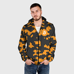 Ветровка с капюшоном мужская Bitcoin: Orange Camo, цвет: 3D-черный — фото 2