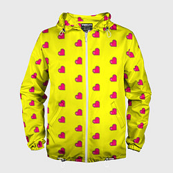 Ветровка с капюшоном мужская 8 bit yellow love, цвет: 3D-белый