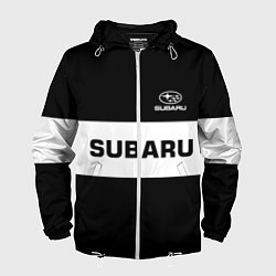 Ветровка с капюшоном мужская Subaru: Black Sport, цвет: 3D-белый