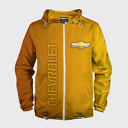 Ветровка с капюшоном мужская Chevrolet желтый градиент, цвет: 3D-белый