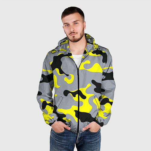 Мужская ветровка Yellow & Grey Camouflage / 3D-Черный – фото 3