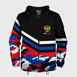 Ветровка с капюшоном мужская Россия: Камуфляж, цвет: 3D-черный