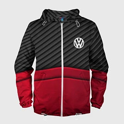 Ветровка с капюшоном мужская Volkswagen: Red Carbon, цвет: 3D-белый