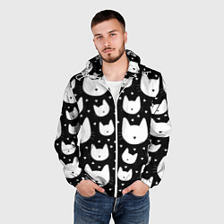 Ветровка с капюшоном мужская Love Cats Pattern, цвет: 3D-белый — фото 2