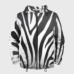 Ветровка с капюшоном мужская Африканская зебра, цвет: 3D-черный