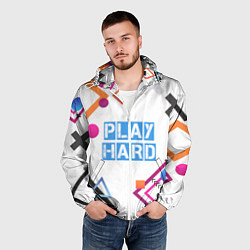 Ветровка с капюшоном мужская Play Hard, цвет: 3D-белый — фото 2