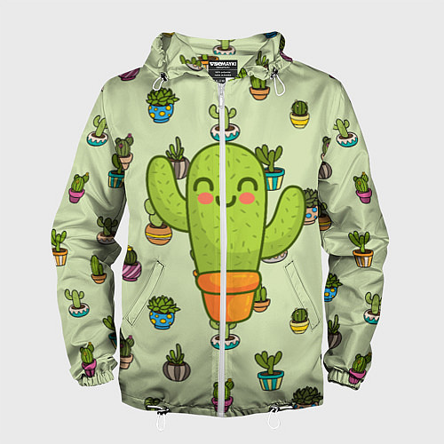 Мужская ветровка Веселый кактус / 3D-Белый – фото 1