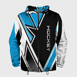 Ветровка с капюшоном мужская Hockey black blue white, цвет: 3D-черный