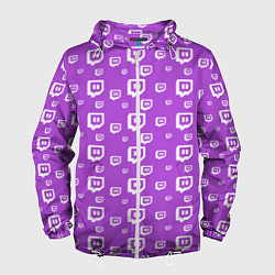 Ветровка с капюшоном мужская Twitch: Violet Pattern, цвет: 3D-белый