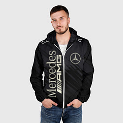 Ветровка с капюшоном мужская Mercedes AMG: Black Edition, цвет: 3D-белый — фото 2