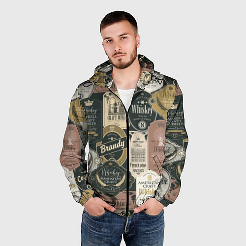 Мужская ветровка Этикетки мира Виски / 3D-Черный – фото 3