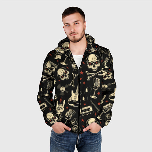 Мужская ветровка Гранж с черепами / 3D-Черный – фото 3