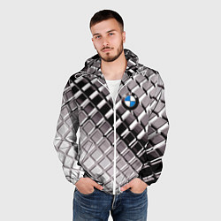 Ветровка с капюшоном мужская BMW - pattern, цвет: 3D-белый — фото 2